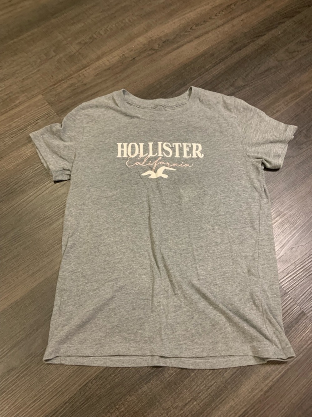 Hollister Grey Logo Crewneck Tee with White Print